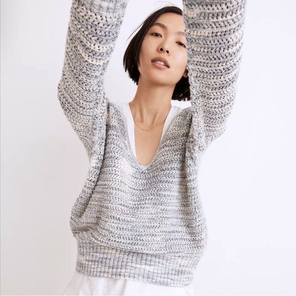 Madewell Southbrook Open-Stitch Pullover Sweater in Space Dye